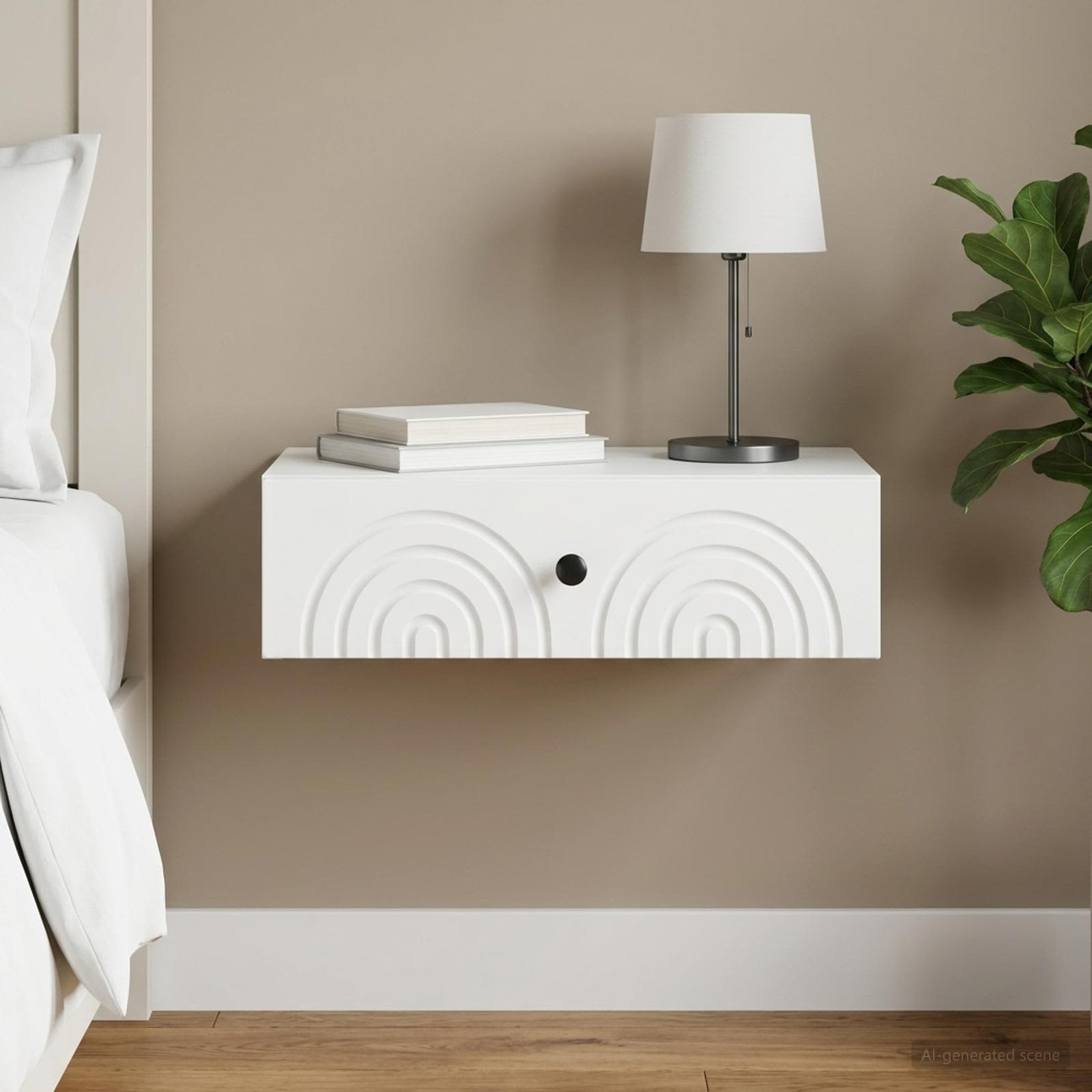 vidaXL Wall-Mounted Side Table White 59 x 34.5 x 17 cm Engineered Wood 1