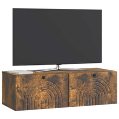 vidaXL Wall-Mounted TV Cabinet Wall-mounted Smoked Oak 99 x 41 x 30 cm 3