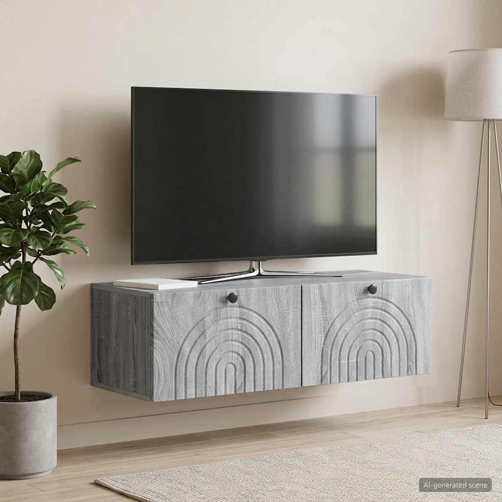 vidaXL Wall-Mounted TV Cabinet Grey Sonoma 99 x 41 x 30 cm 1