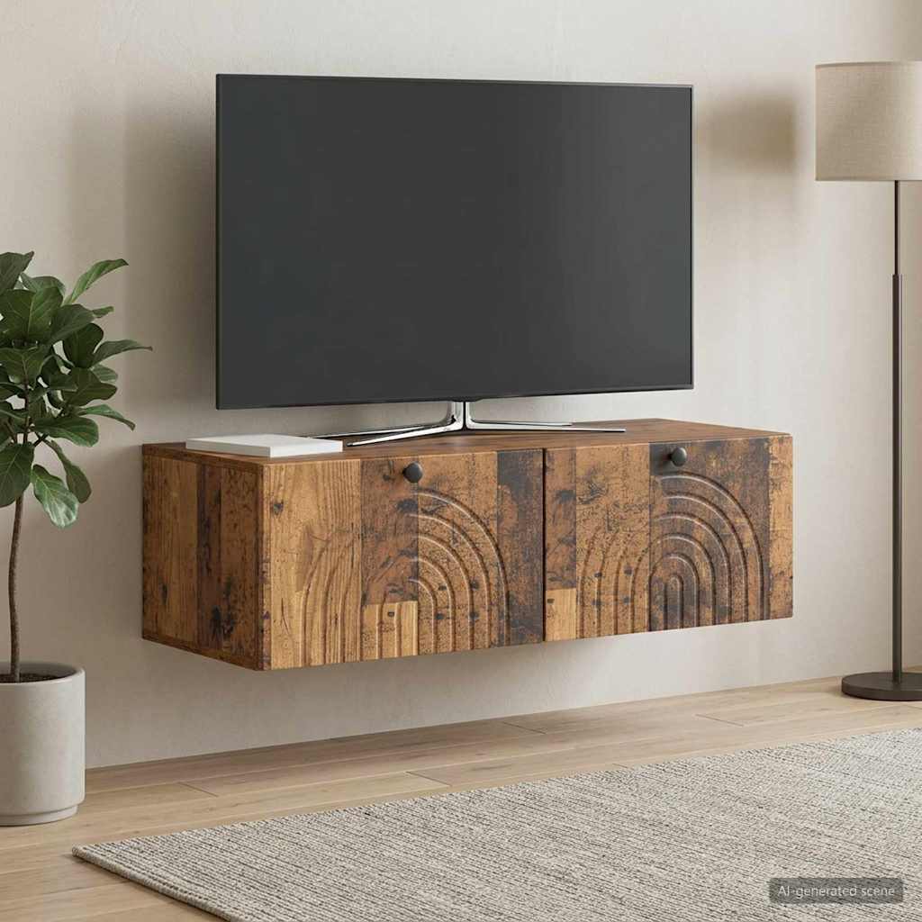 vidaXL Wall-Mounted TV Cabinet Wall-mounted Old Wood 99 x 41 x 30 cm 1