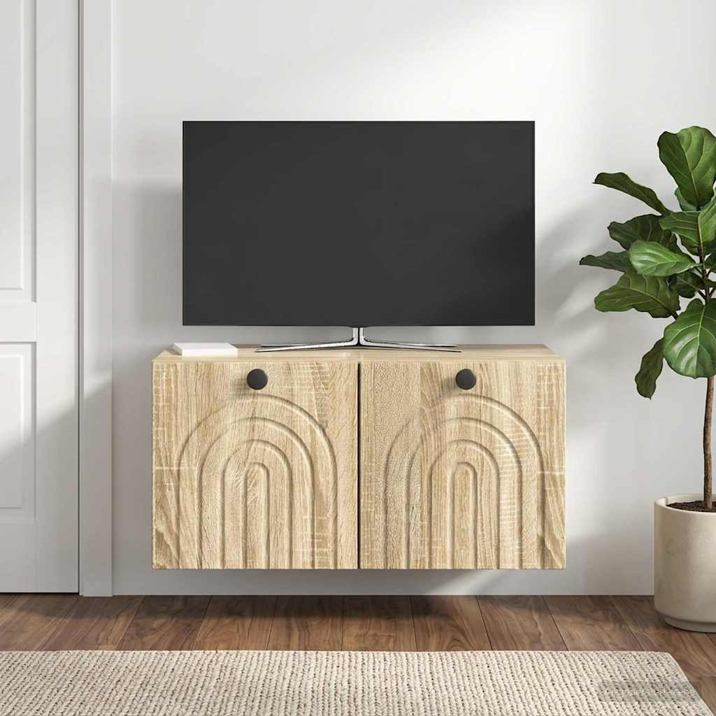 vidaXL Wall-Mounted TV Cabinet Sonoma Oak 59.5 x 31 x 30 cm 4