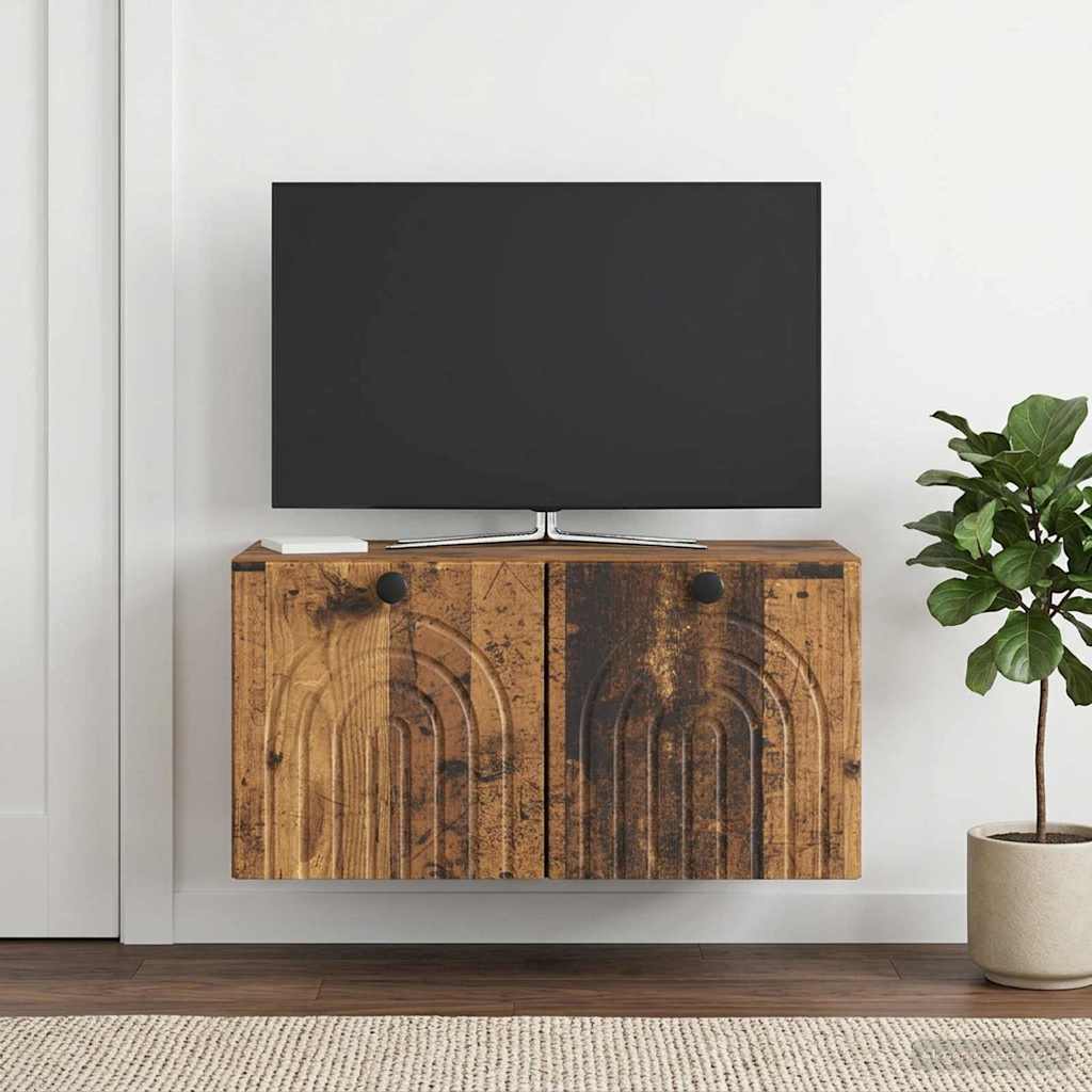 vidaXL Wall-Mounted TV Cabinet Wall-mounted Old Wood 59.5 x 31 x 30 cm 1