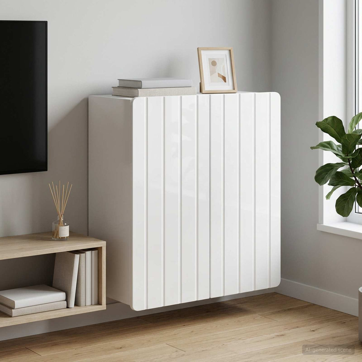 Wall-Mounted Cabinet 59 x 31 x 64 cm Engineered Wood Depth 31 cm High gloss white