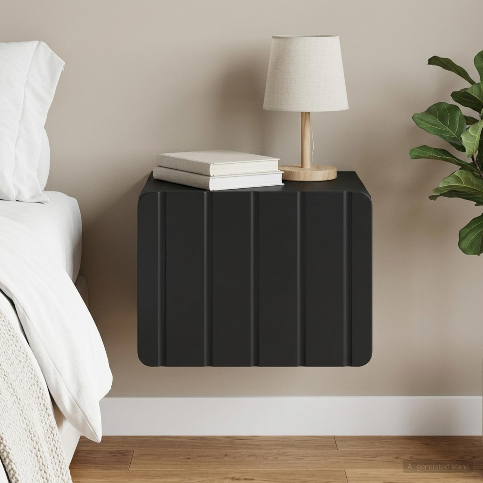 vidaXL Wall-Mounted Bedside Cabinet Black 33 x 34.5 x 24 cm 1