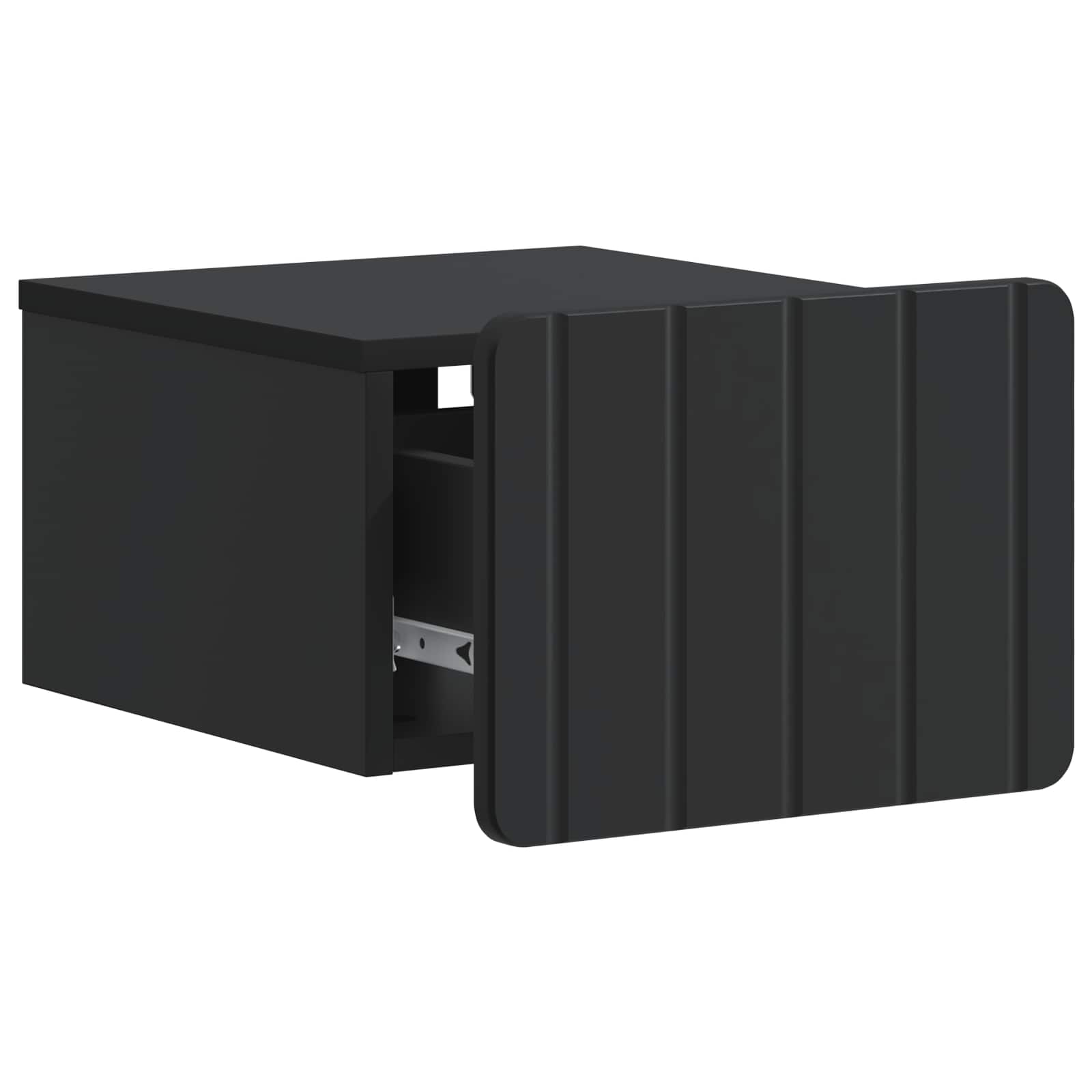 vidaXL Wall-Mounted Bedside Cabinet Black 33 x 34.5 x 24 cm 4