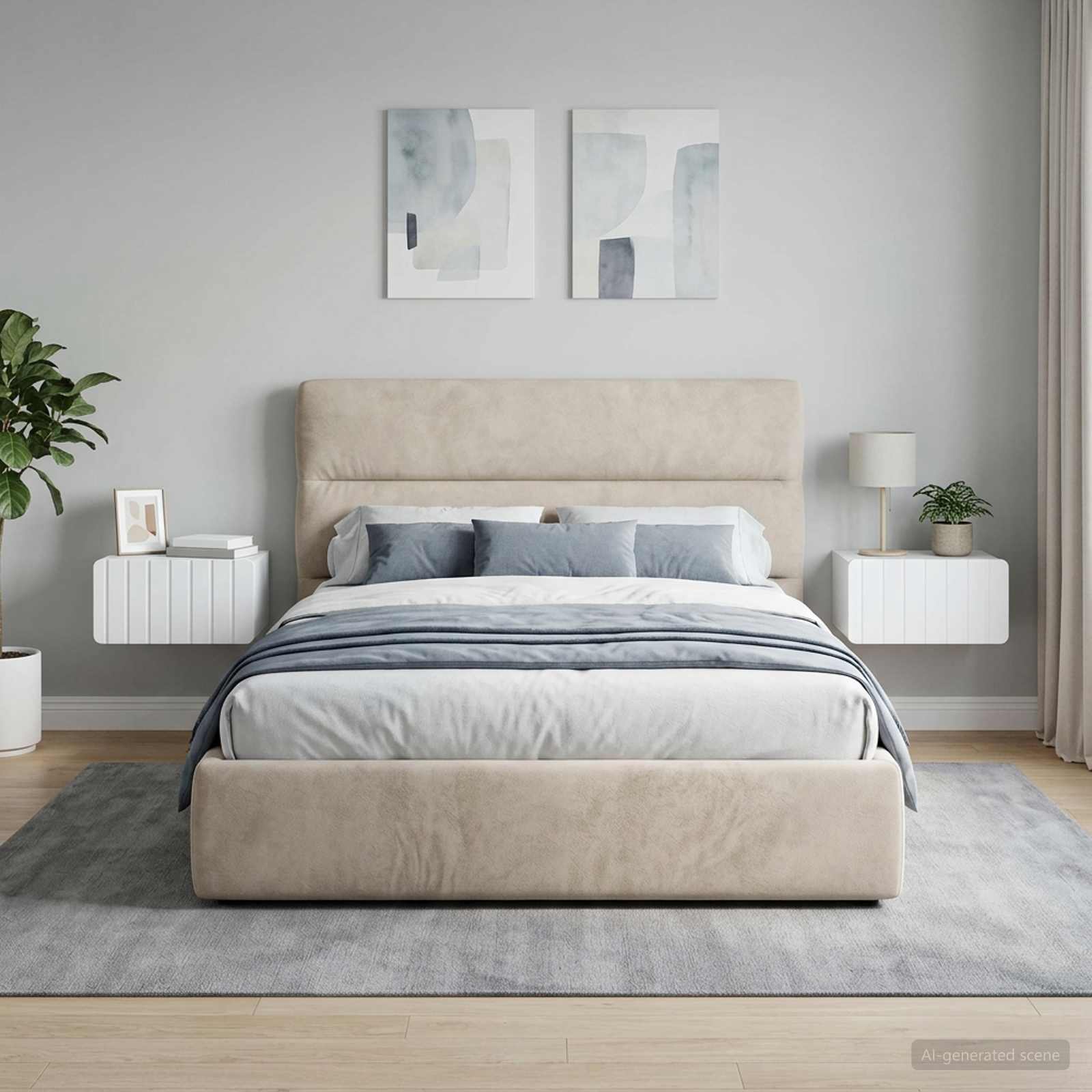Wall-Mounted Bedside Cabinet in White