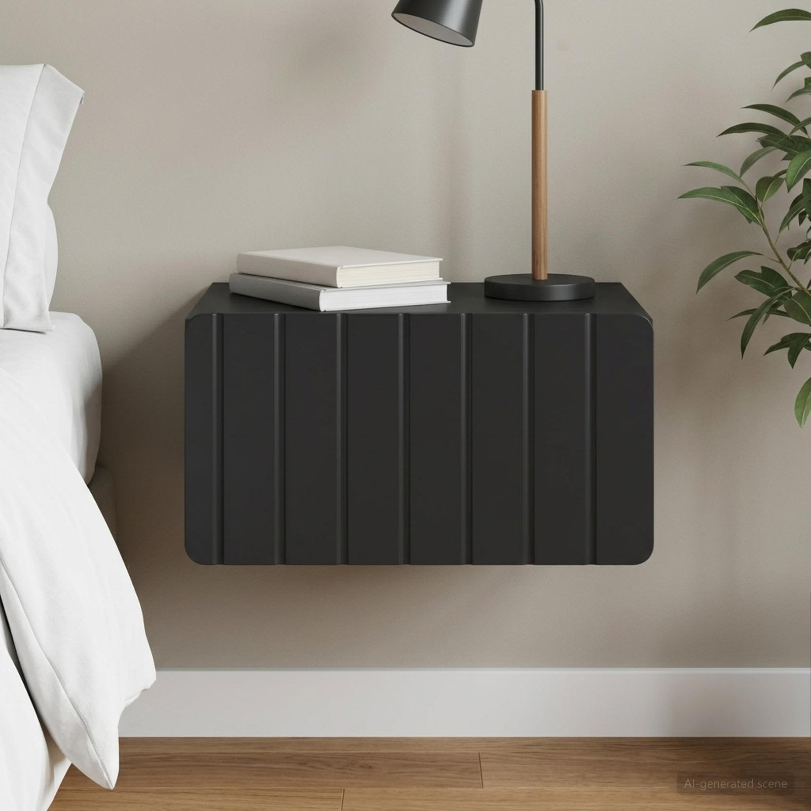 vidaXL Wall-Mounted Bedside Cabinet Black 49 x 34.5 x 24 cm 1