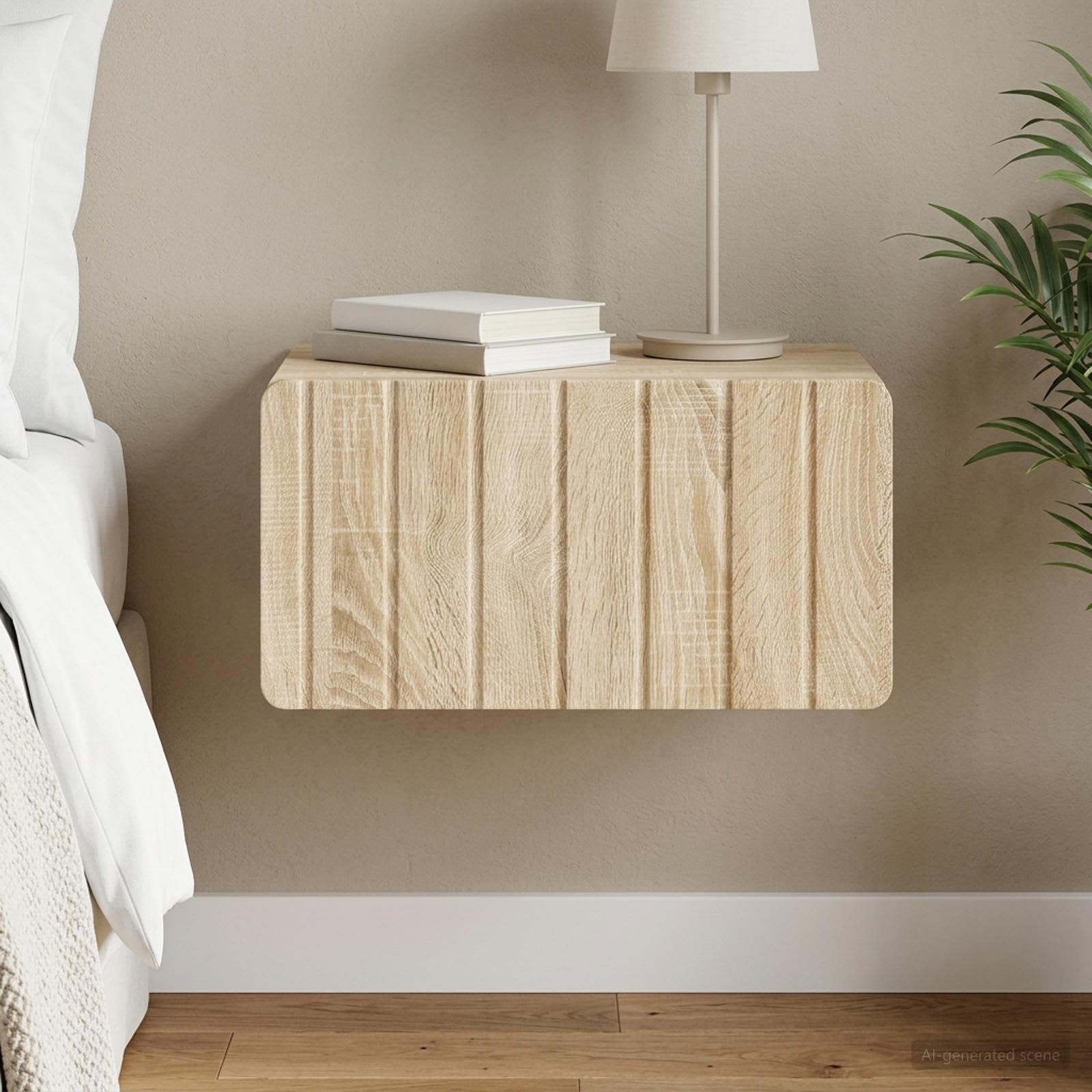 vidaXL Wall-Mounted Bedside Cabinet Sonoma Oak 49 x 34.5 x 24 cm 1