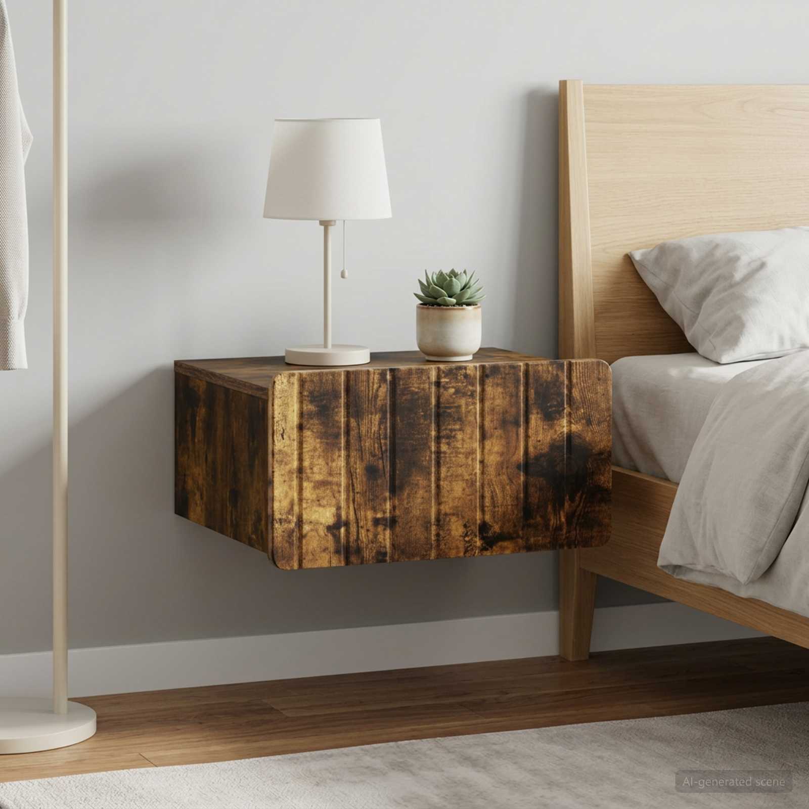 vidaXL Wall-Mounted Bedside Cabinet 2 pcs Smoked Oak 49 x 34.5 x 24 cm 4