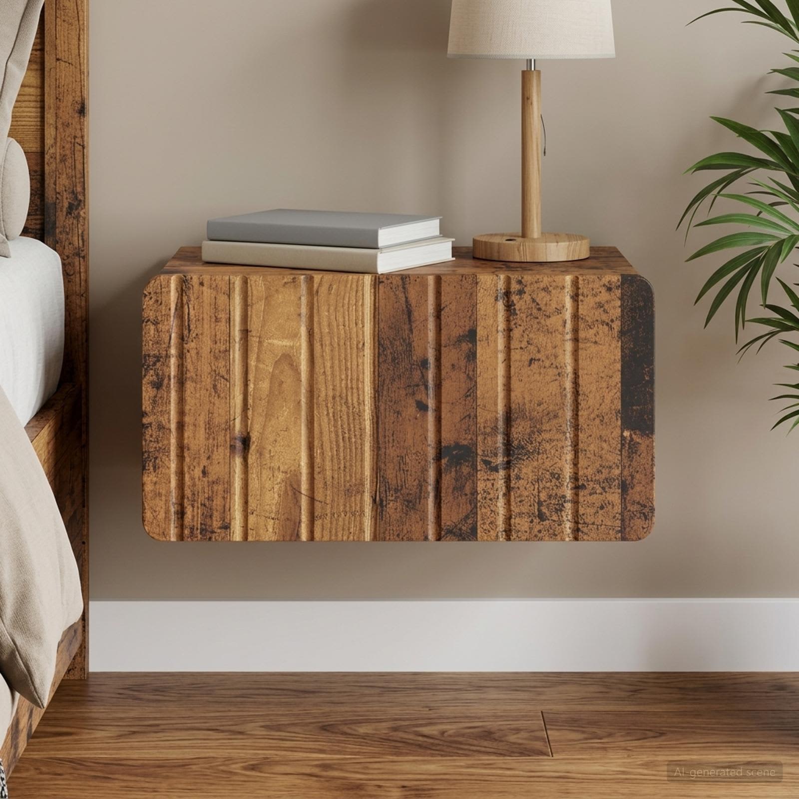 vidaXL Wall-Mounted Bedside Cabinet Old Wood 49 x 34.5 x 24 cm 1