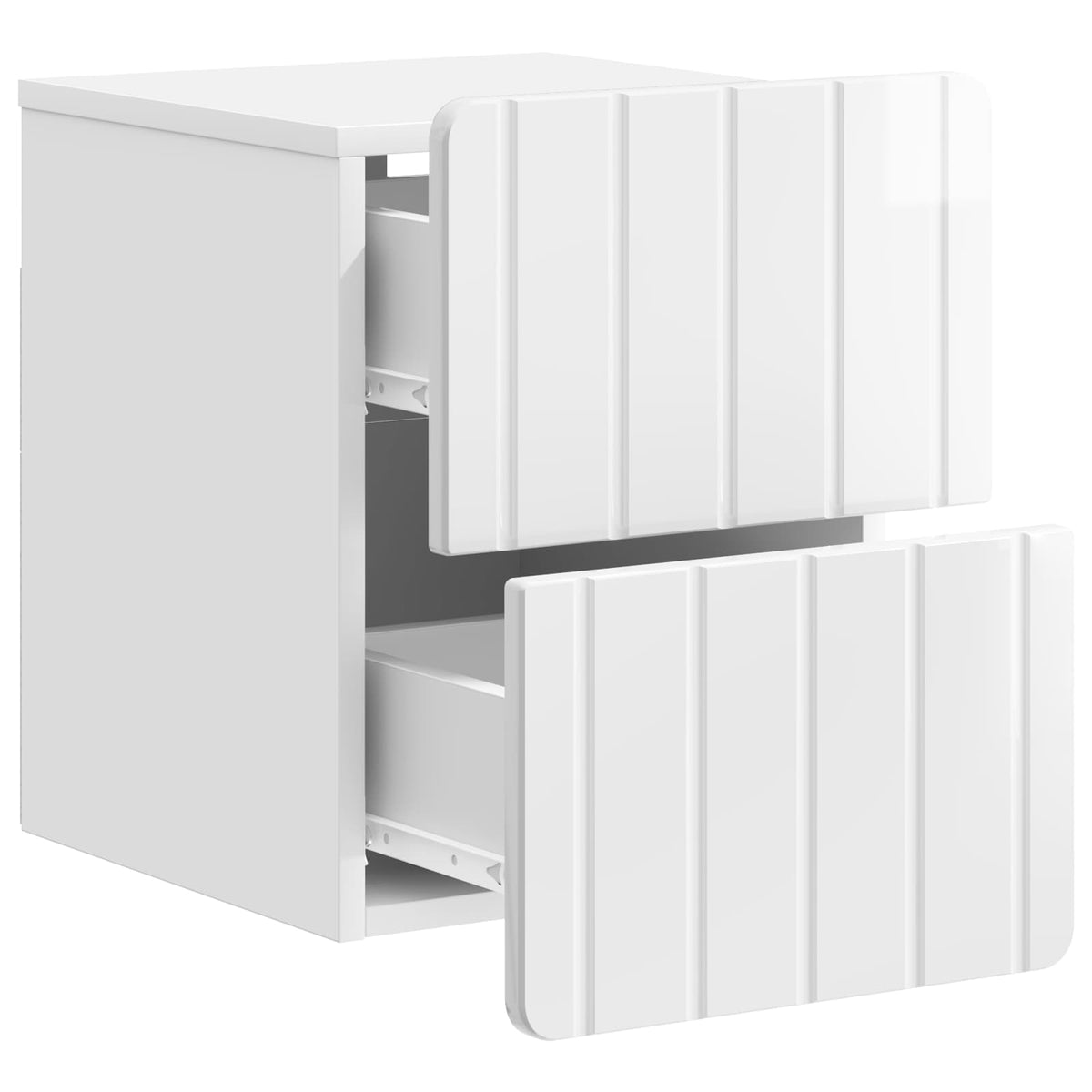 vidaXL Wall-Mounted Bedside Cabinet 2 pcs High Gloss White 6
