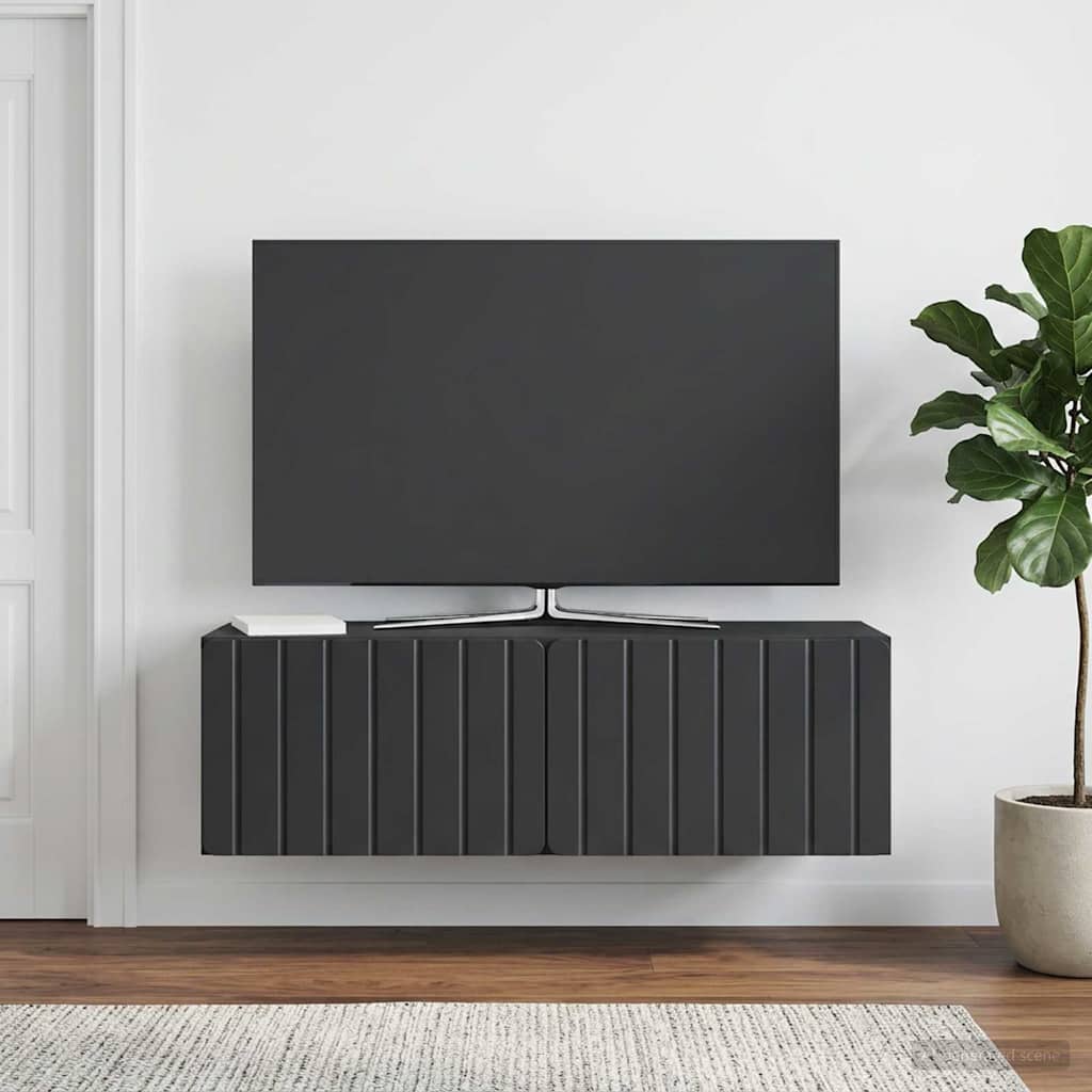 vidaXL Wall-Mounted TV Cabinet 98 x 31 x 30 cm Black Engineered Wood 1