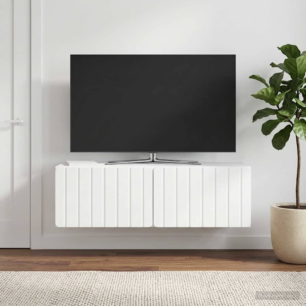 vidaXL Wall-Mounted TV Cabinet 98 x 31 x 30 cm High Gloss White 4