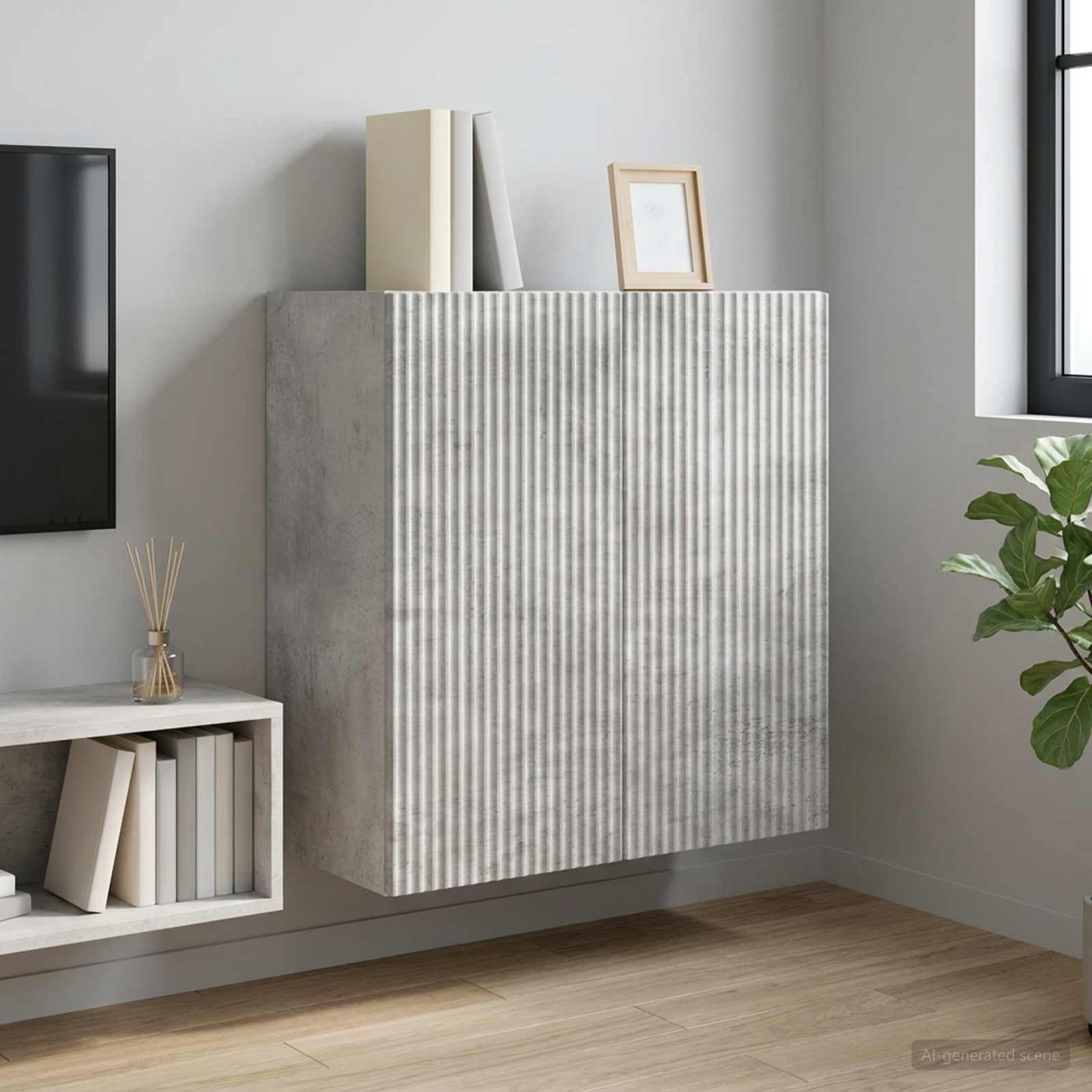 Wall-Mounted Cabinet 59 x 31 x 60 cm Engineered Wood Depth 31 cm Concrete grey