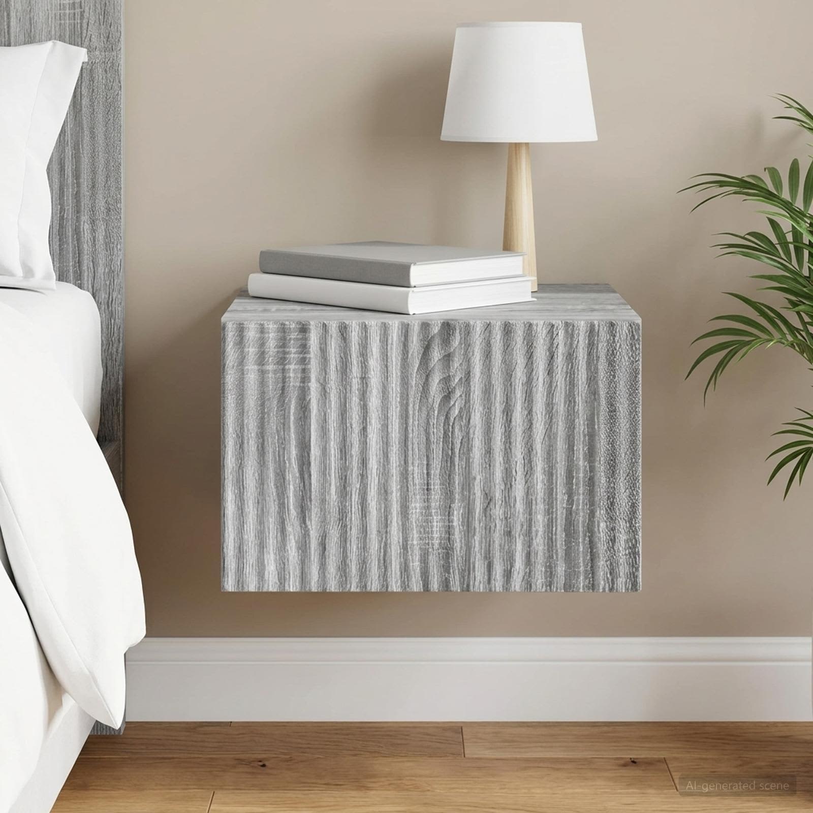 vidaXL Wall-Mounted Bedside Cabinet Grey Sonoma 33 x 34.5 x 20 cm 1