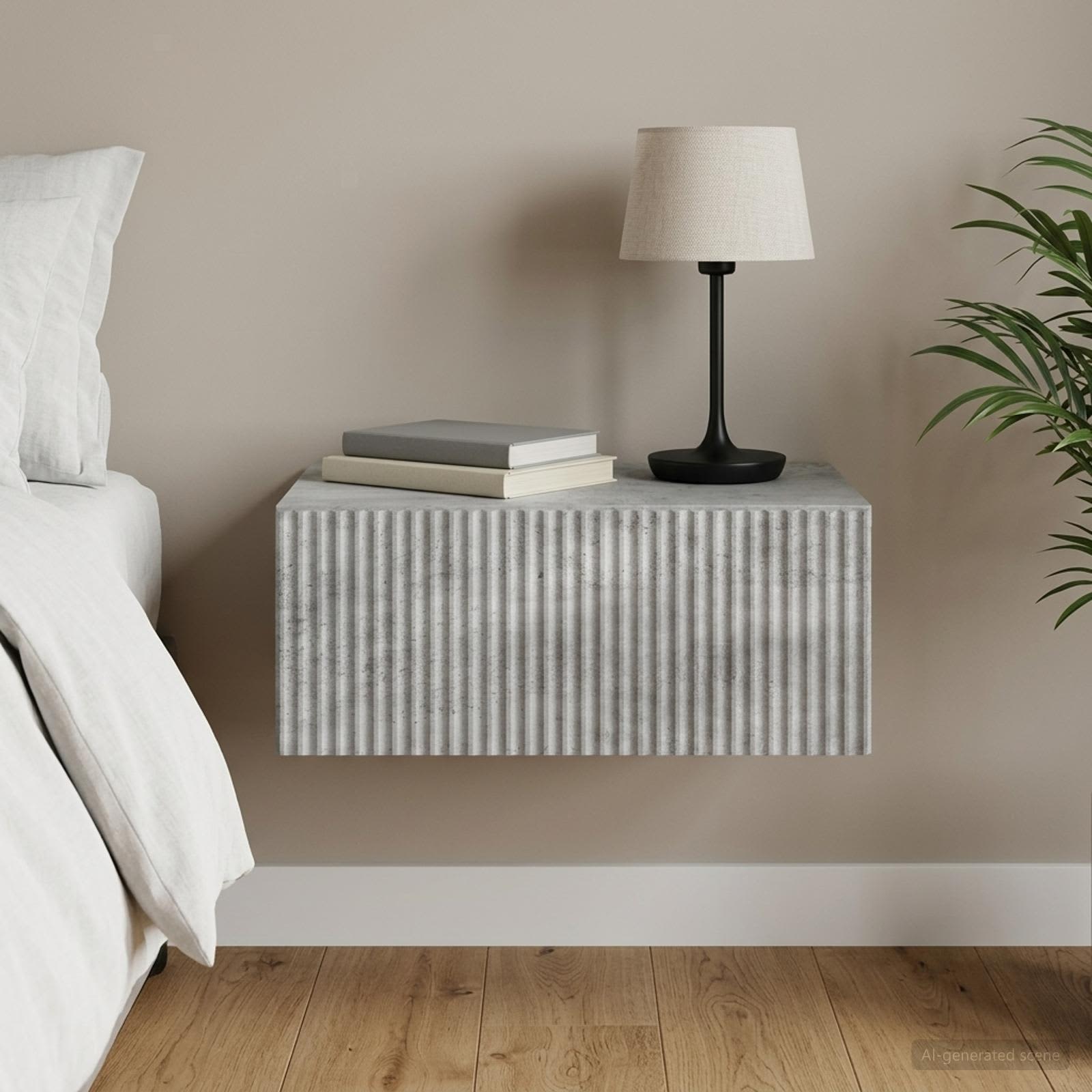 vidaXL Wall-Mounted Bedside Cabinet Concrete Grey 49 x 34.5 x 20 cm 1