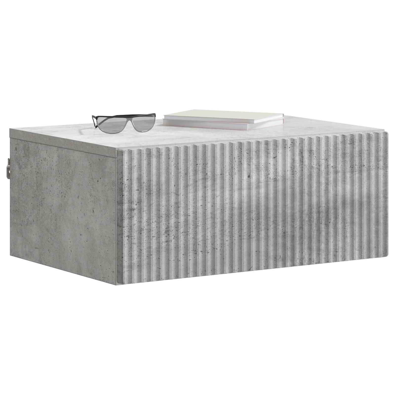 vidaXL Wall-Mounted Bedside Cabinet Concrete Grey 49 x 34.5 x 20 cm 3