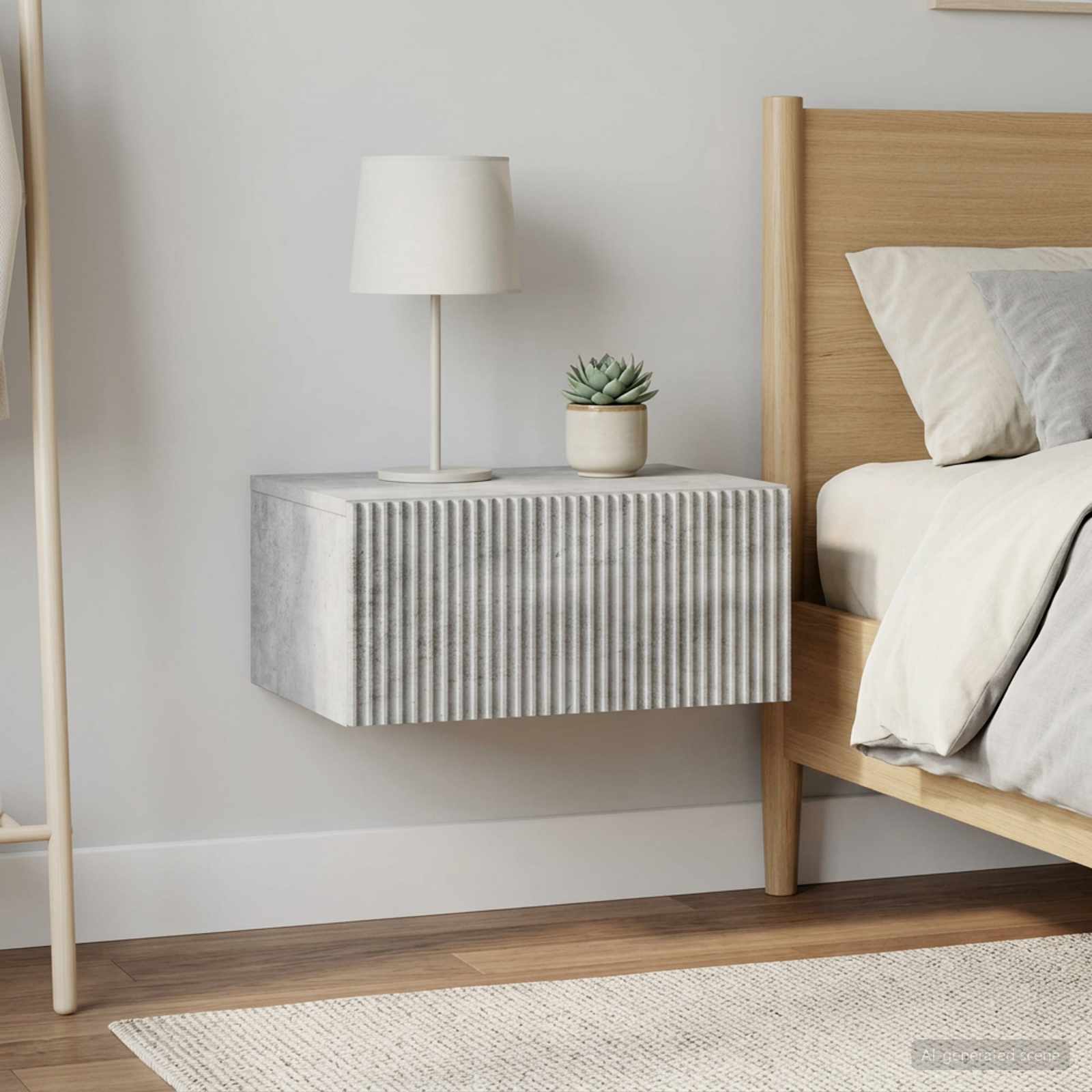 vidaXL Wall-Mounted Bedside Cabinet 2 pcs Concrete Grey 4