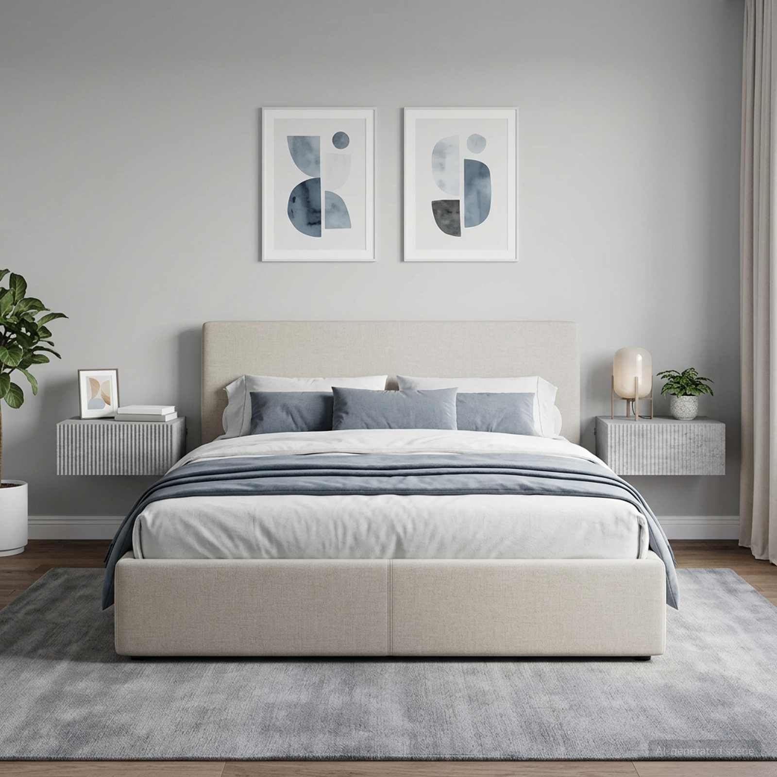 vidaXL Wall-Mounted Bedside Cabinet 2 pcs Concrete Grey 1