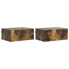 vidaXL Wall-Mounted Bedside Cabinet 2 pcs Smoked Oak 49 x 34.5 x 20 cm 2