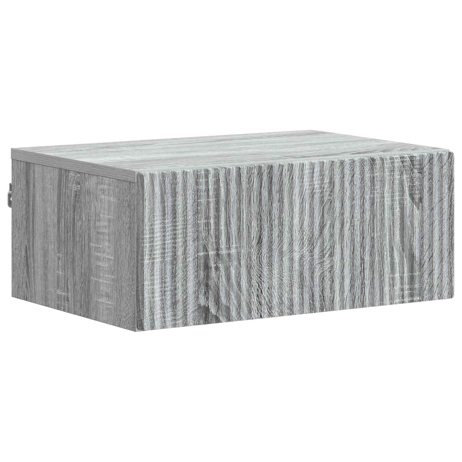vidaXL Wall-Mounted Bedside Cabinet Grey Sonoma 49 x 34.5 x 20 cm 2