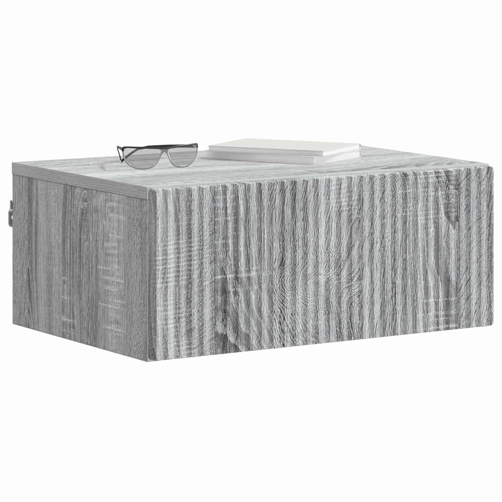 vidaXL Wall-Mounted Bedside Cabinet Grey Sonoma 49 x 34.5 x 20 cm 3