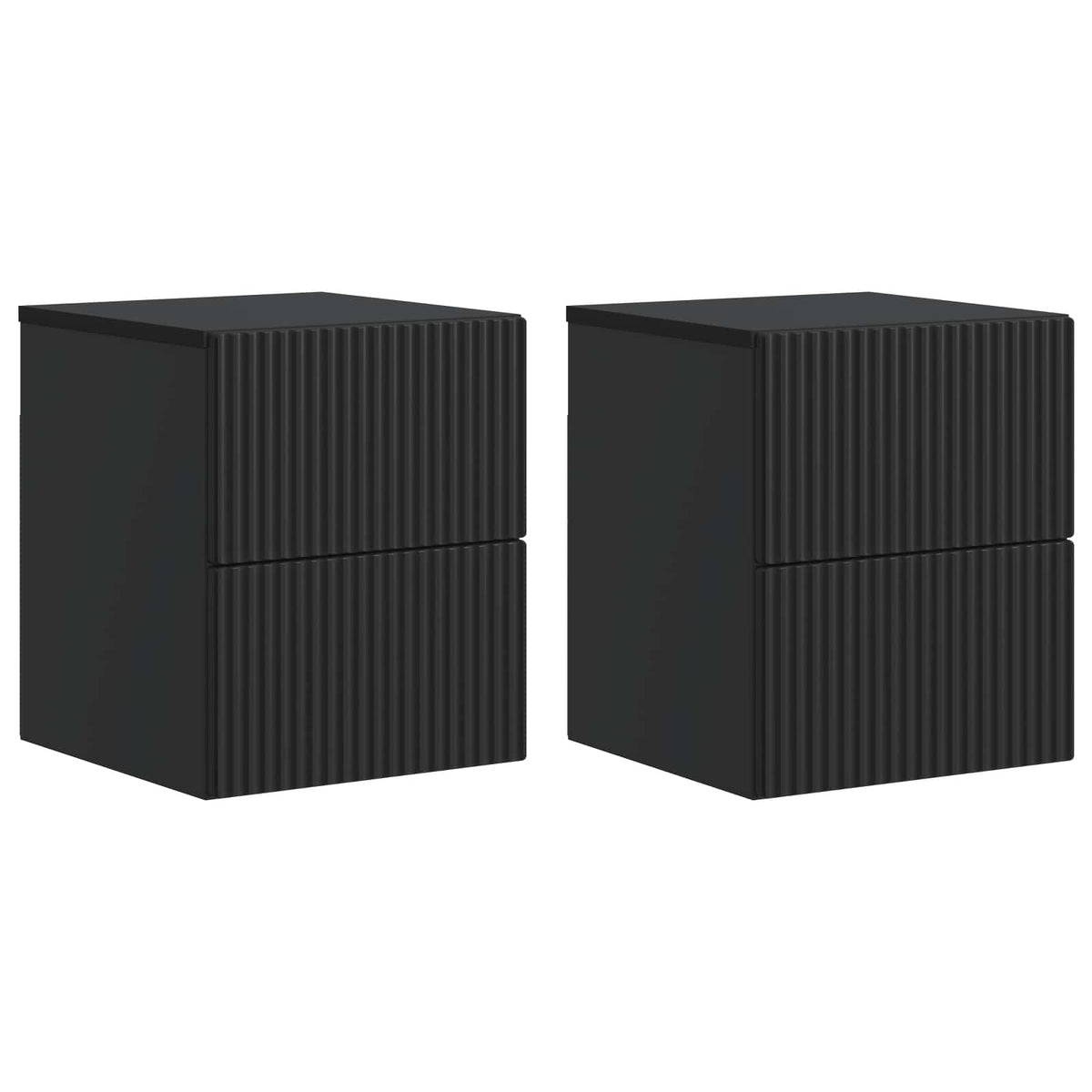 vidaXL Wall-Mounted Bedside Cabinet 2 pcs Black 33 x 34.5 x 40 cm 2