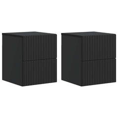vidaXL Wall-Mounted Bedside Cabinet 2 pcs Black 33 x 34.5 x 40 cm 2