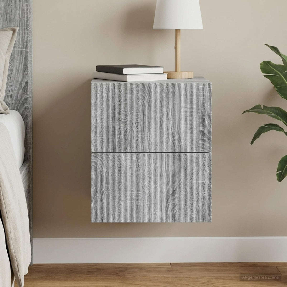 vidaXL Wall-Mounted Bedside Cabinet 33 x 34.5 x 40 cm