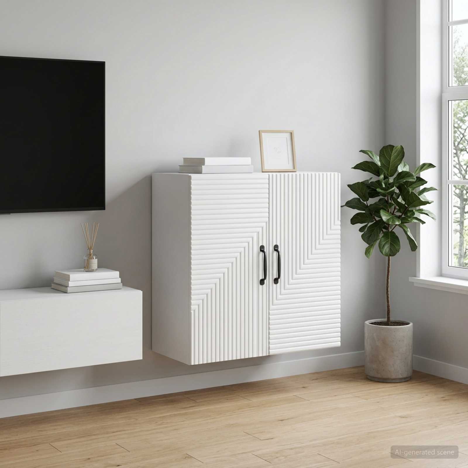vidaXL Wall-Mounted Cabinet High Gloss White 59 x 31 x 60 cm 1