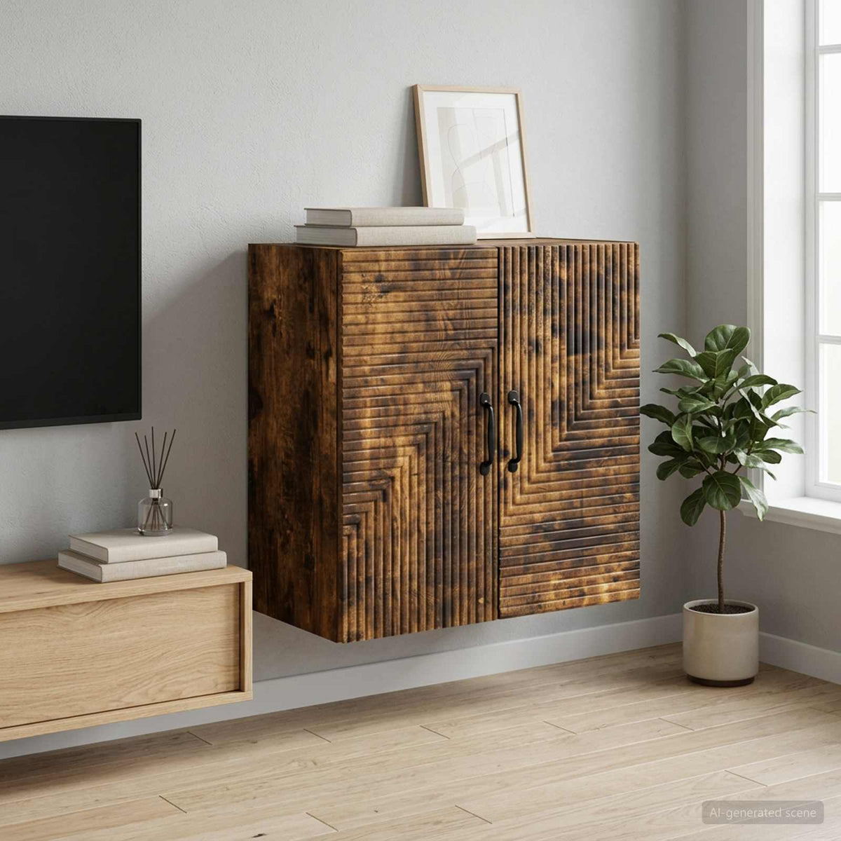 Wall-Mounted Cabinet 59 x 31 x 60 cm Engineered Wood Smoked oak