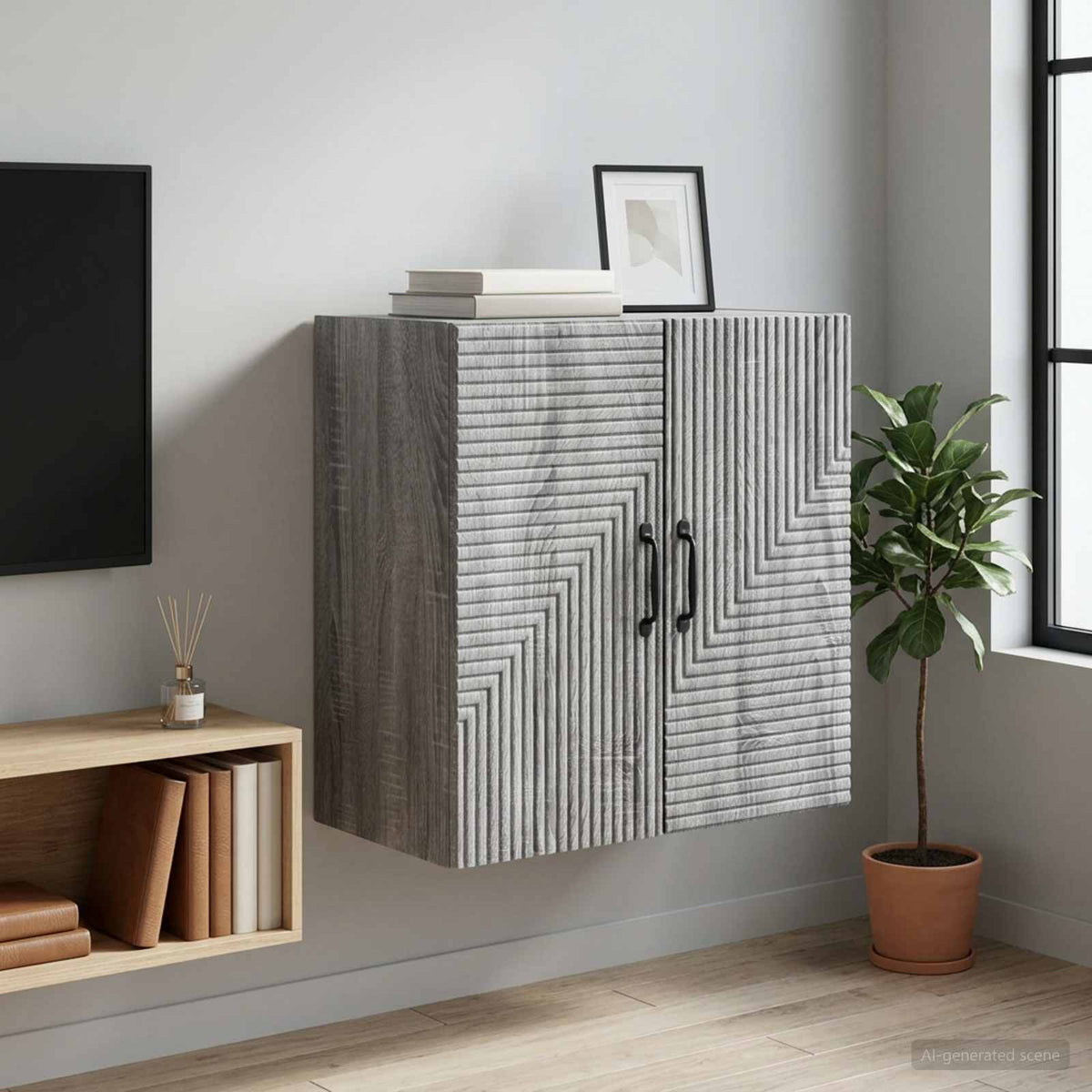 Wall-Mounted Cabinet 59 x 31 x 60 cm Engineered Wood Grey sonoma