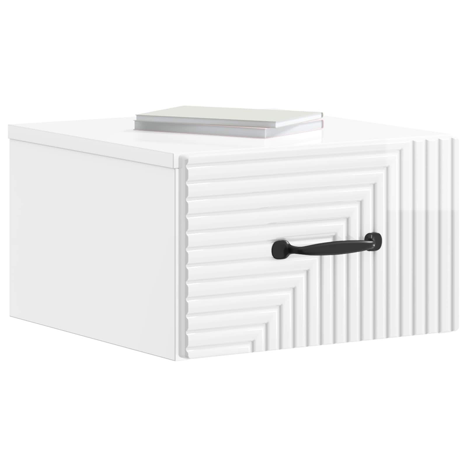 vidaXL Wall-Mounted Bedside Cabinet High Gloss White 34.5 x 33 x 20 cm 3