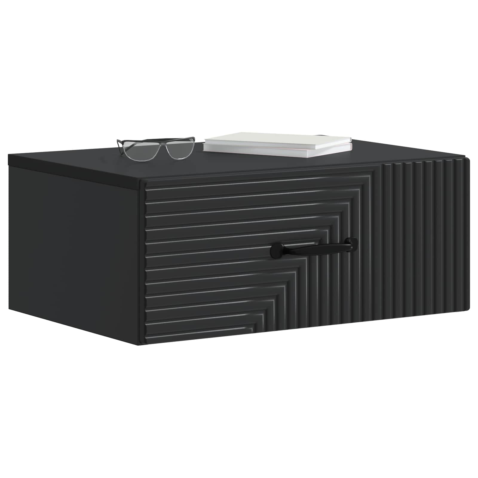 vidaXL Wall-Mounted Bedside Cabinet Black 49 x 34.5 x 20 cm 3