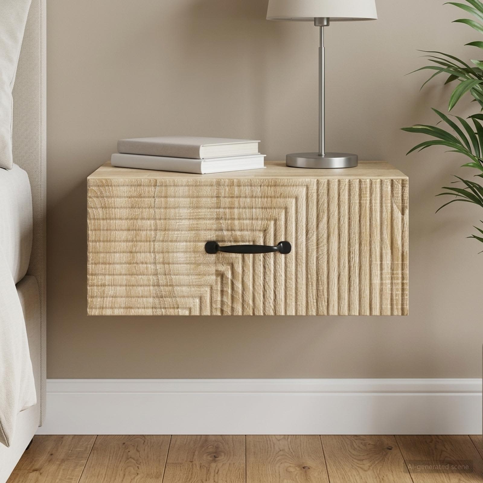 vidaXL Wall-Mounted Bedside Cabinet Sonoma Oak 49 x 34.5 x 20 cm 1