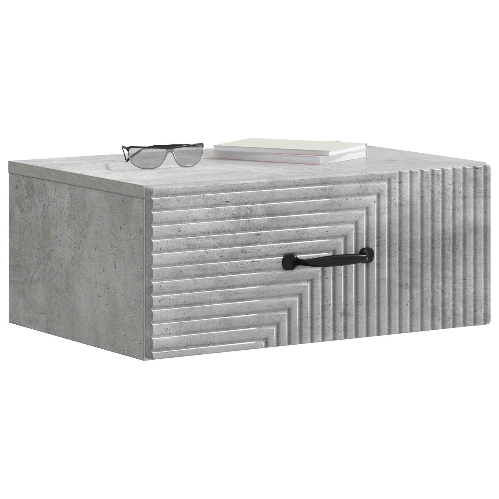 vidaXL Wall-Mounted Bedside Cabinet Concrete Grey 49 x 34.5 x 20 cm 3