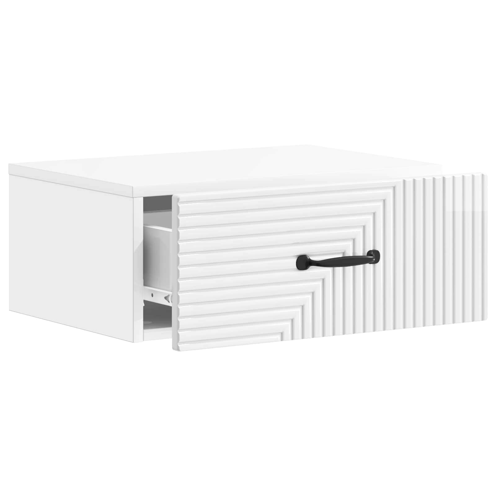 vidaXL Wall-Mounted Bedside Cabinet High Gloss White 49 x 34.5 x 20 cm 4
