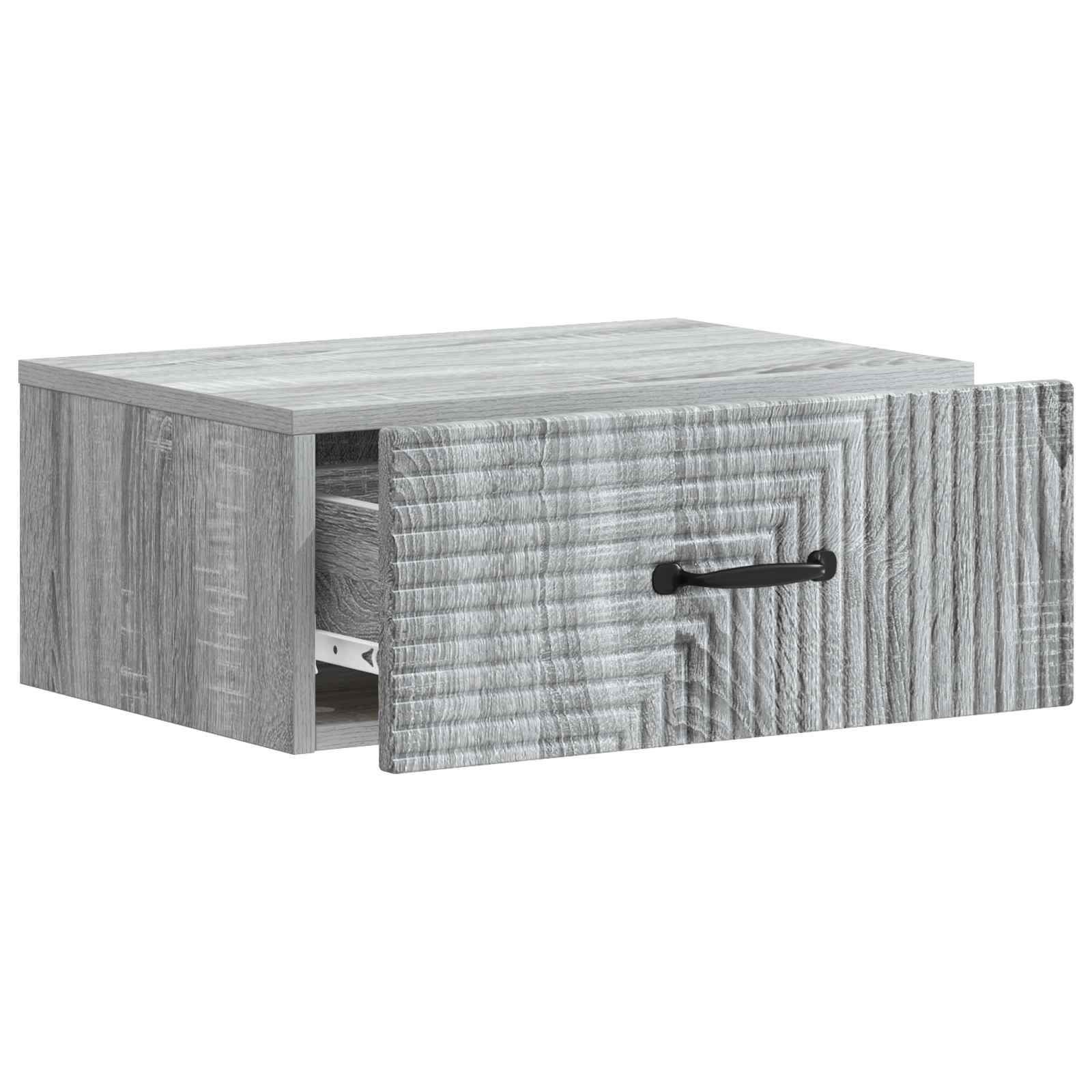 vidaXL Wall-Mounted Bedside Cabinet Grey Sonoma 49 x 34.5 x 20 cm 4