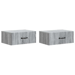 vidaXL Wall-Mounted Bedside Cabinet 2 pcs Grey Sonoma 2