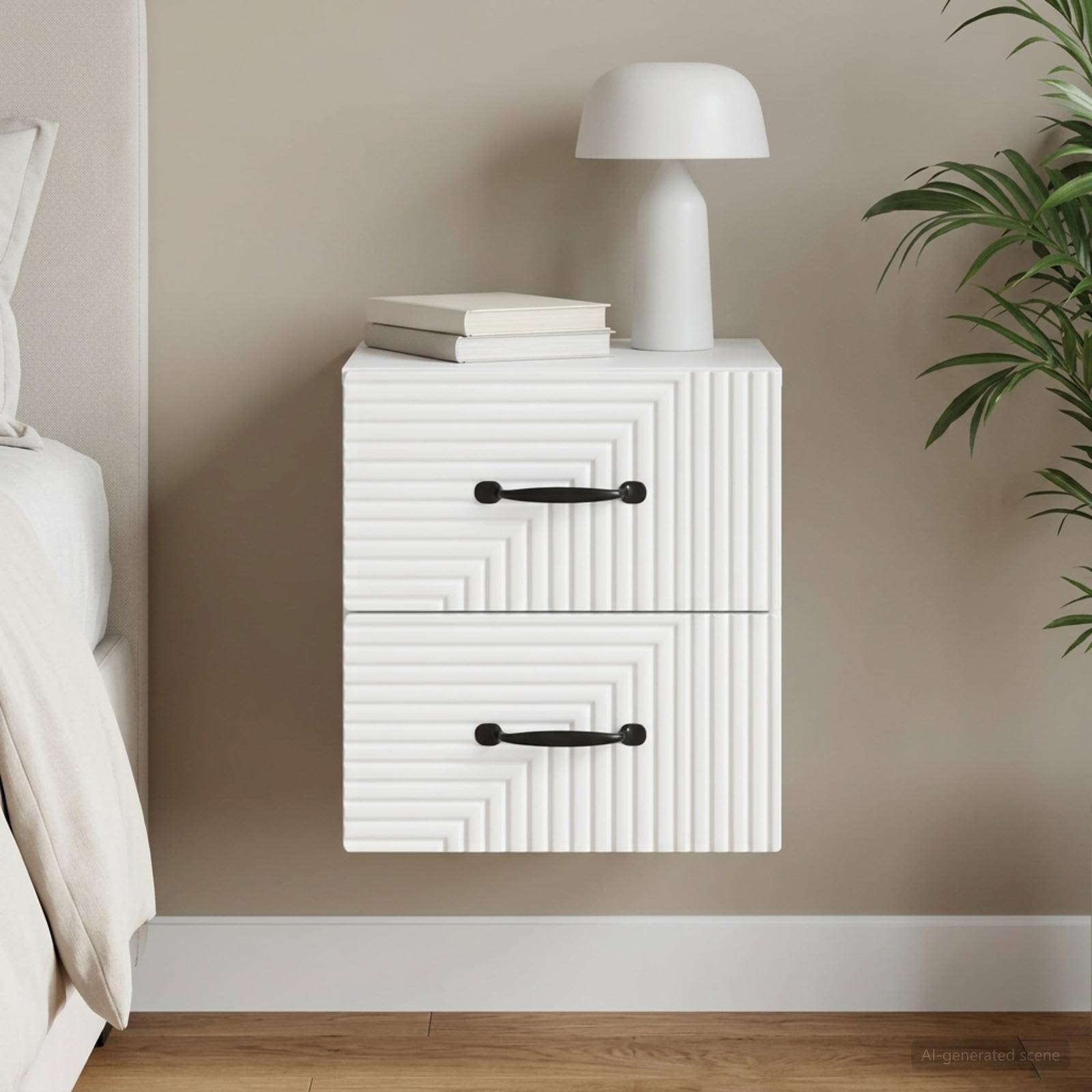 vidaXL Wall-Mounted Bedside Cabinet White 34.5 x 33 x 40 cm 1