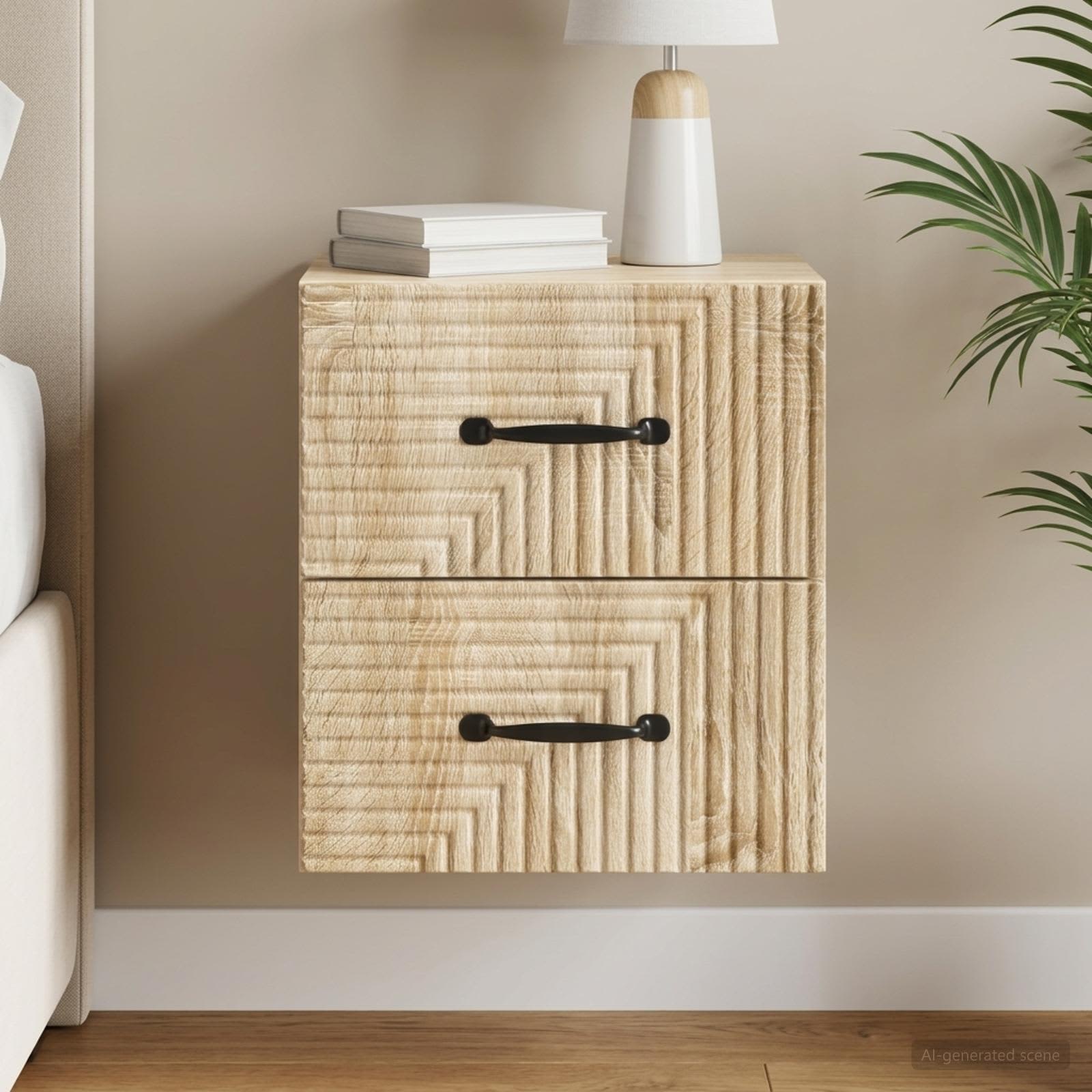 vidaXL Wall-Mounted Bedside Cabinet Sonoma Oak 34.5 x 33 x 40 cm 1