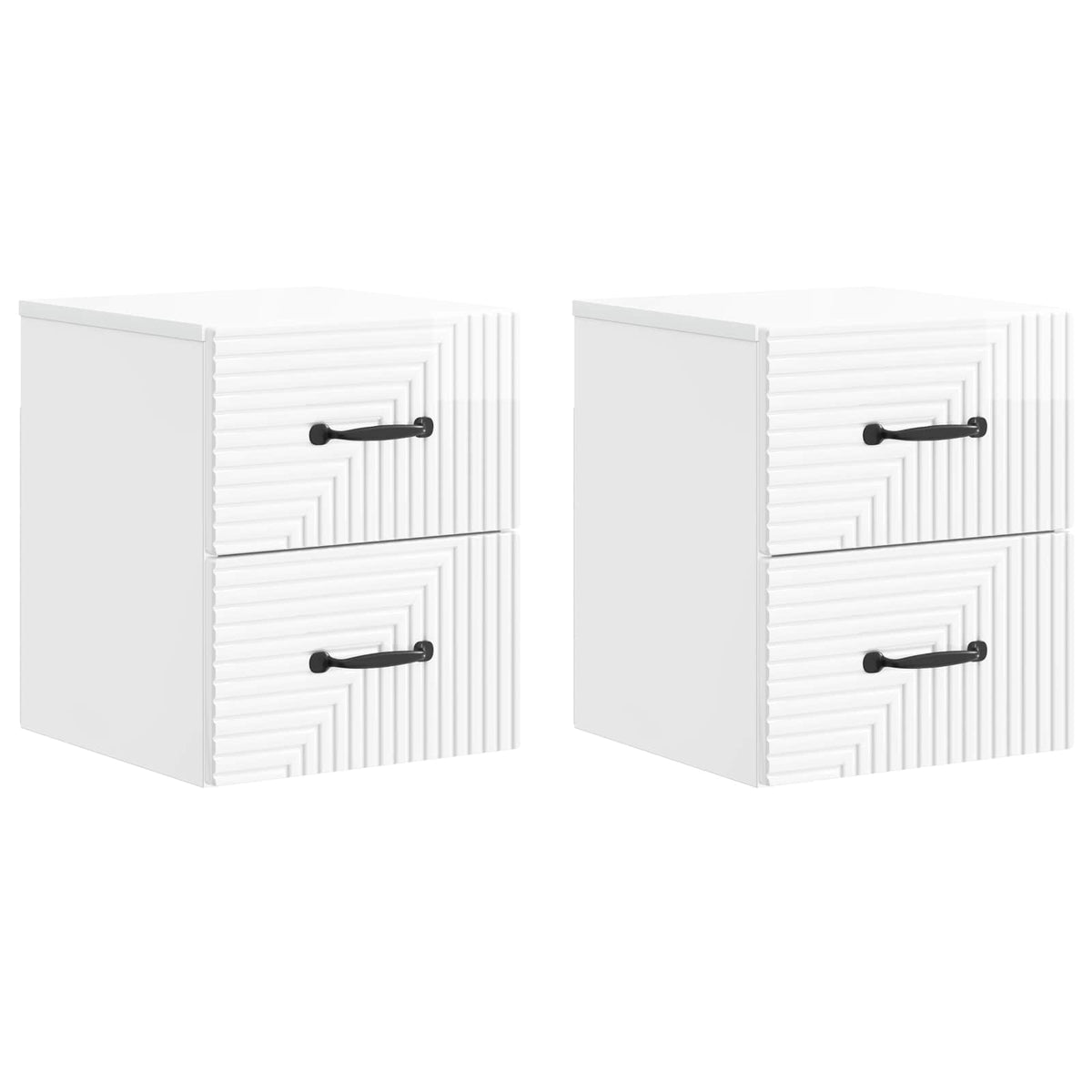 vidaXL Wall-Mounted Bedside Cabinet 2 pcs High Gloss White 2