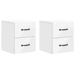 vidaXL Wall-Mounted Bedside Cabinet 2 pcs High Gloss White 2