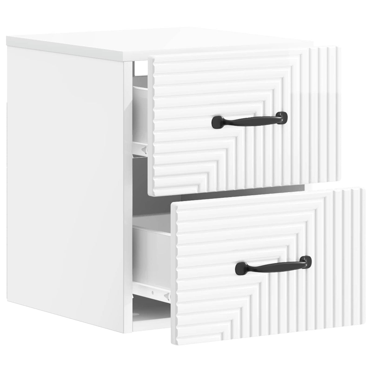 vidaXL Wall-Mounted Bedside Cabinet 2 pcs High Gloss White 6