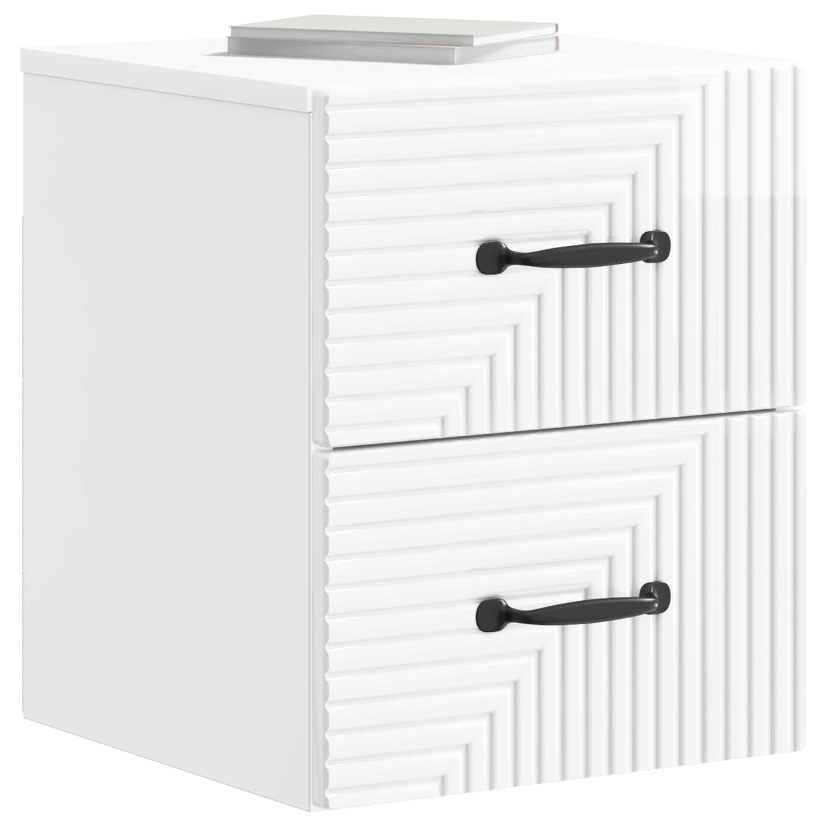 vidaXL Wall-Mounted Bedside Cabinet 2 pcs High Gloss White 3