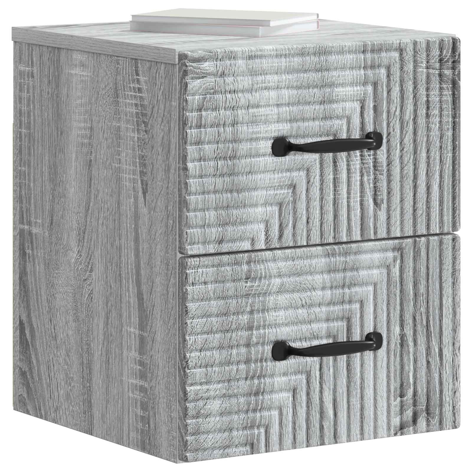 vidaXL Wall-Mounted Bedside Cabinet Grey Sonoma 34.5 x 33 x 40 cm 3