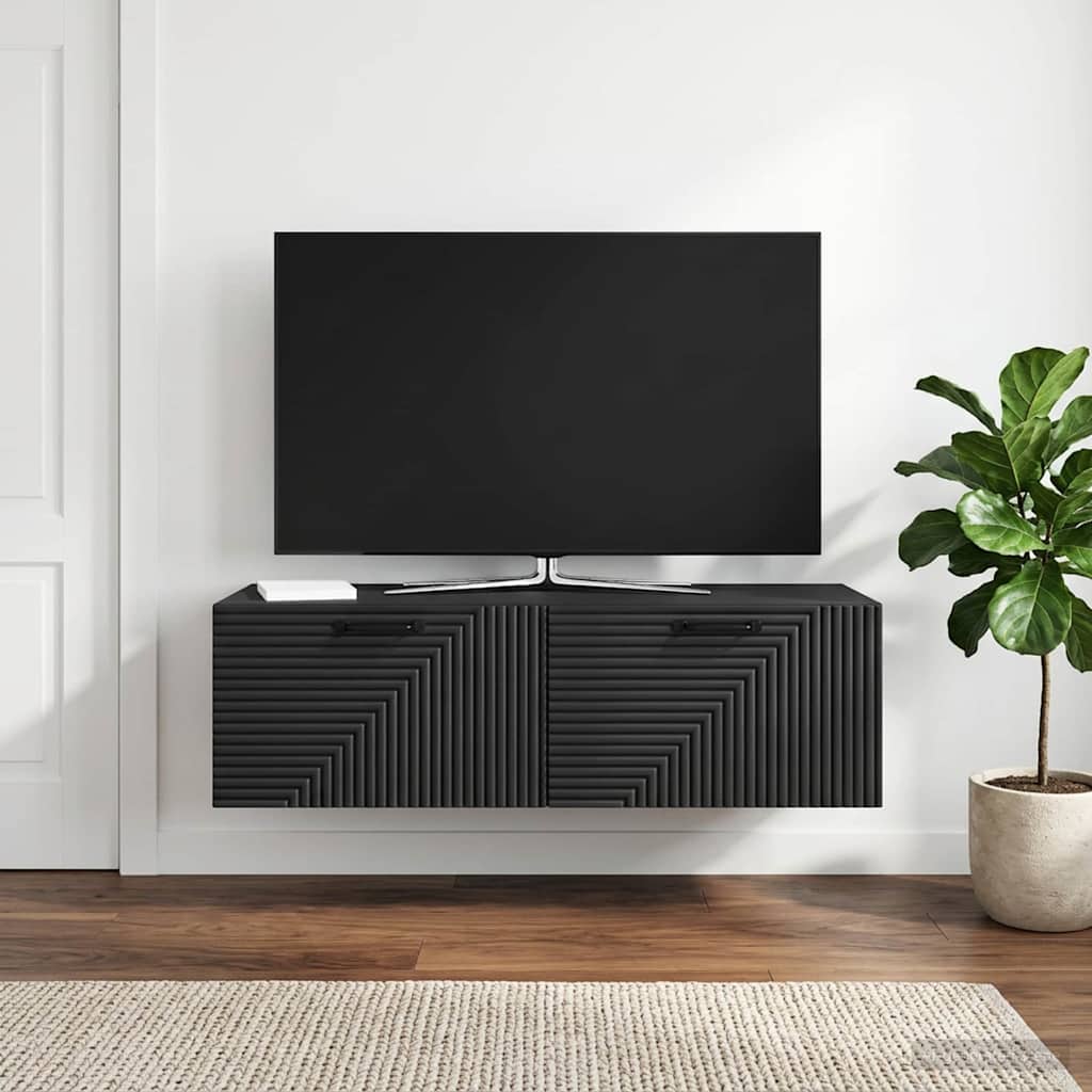 vidaXL Wall-Mounted TV Cabinet Black 98 x 41 x 30 cm Engineered Wood 1