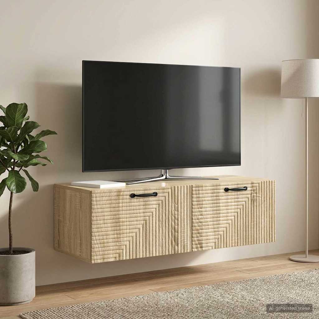vidaXL Wall-Mounted TV Cabinet Wall-mounted Sonoma Oak 98 x 41 x 30 cm 1