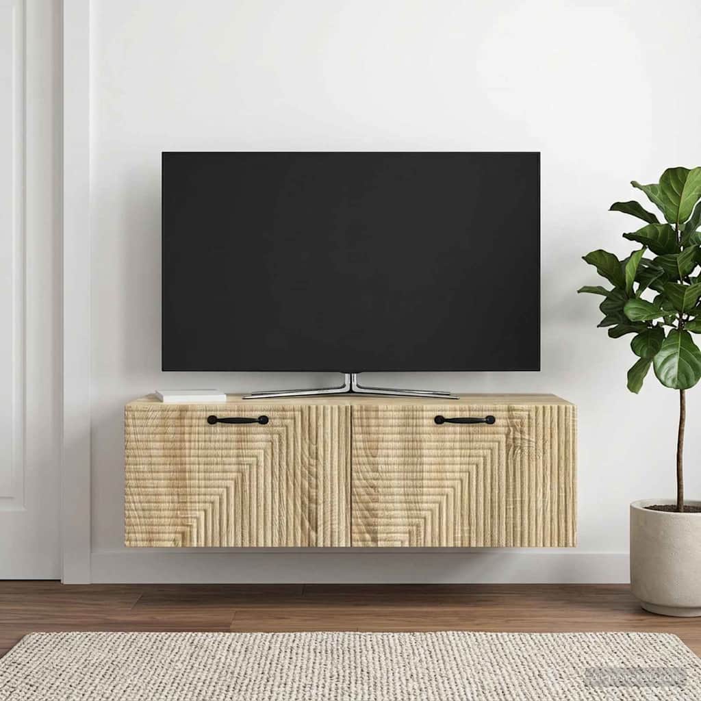 vidaXL Wall-Mounted TV Cabinet Wall-mounted Sonoma Oak 98 x 41 x 30 cm 4