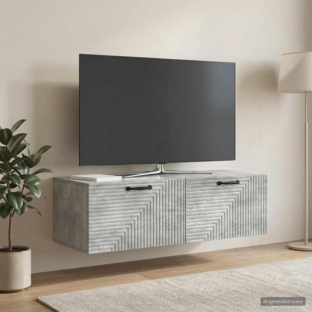 vidaXL Wall-Mounted TV Cabinet Concrete Grey 98 x 41 x 30 cm 1